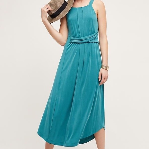 Anthropologie Dresses & Skirts - Anthropologie Maeve Turquoise Midi Dress with Slit